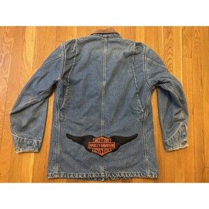 Vintage Carhartt Denim Chore Jacket Blanket Lined Harley Davidson Size M C59 DST